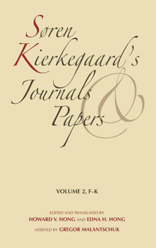 Hardcover Søren Kierkegaard's Journals and Papers, Volume 2: F-K Book