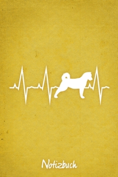 Notizbuch: Gelbes liniertes American Akita Herzschlag Hunde Notizheft ca DIN A5 weiß liniert 110 Seiten (German Edition)