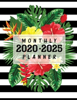 Paperback 2020-2025 Monthly Planner: Floral Black/White 6 Year Planner, 72 Months Calendar, Six Year Appointment Schedule Organizer, Personal Agenda Academ Book