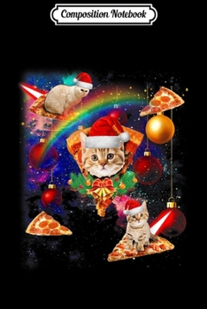 Composition Notebook: Santa Cat Riding Pizza Christmas Galaxy Gift Journal/Notebook Blank Lined Ruled 6x9 100 Pages