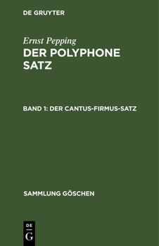 Hardcover Der cantus-firmus-Satz [German] Book