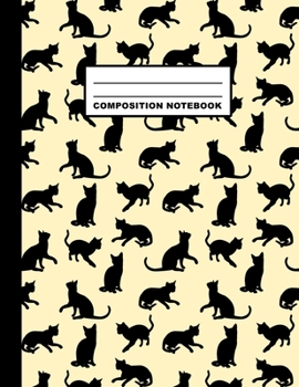 Paperback Composition Notebook: Cat Pattern Cover Design - College Ruled - 120 Blank Lined Pages - 8.5" X 11" - Matte Finished Soft Cover Book
