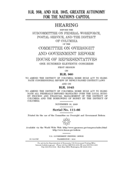 Paperback H.R. 960, and H.R. 1045, greater autonomy for the nation's capitol Book