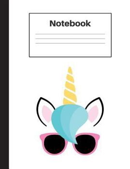 Paperback Notebook: Unicorn Pink Glasses, College-Rule, Notebook Home Office School Student Teacher Homeschool, 7.4 x 9.7 in, 200 pages fo Book