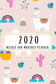 Paperback 2020 Weekly And Monthly Planner: Llama Planner Lesson Student Study Teacher Plan book Peace Happy Productivity Stress Management Time Agenda Diary Jou Book