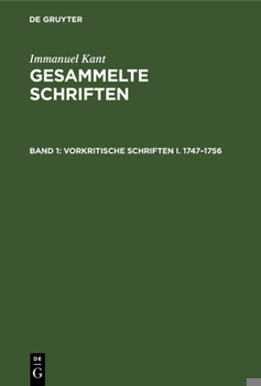 Hardcover Vorkritische Schriften I. 1747-1756 [German] Book