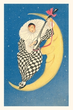 Paperback Vintage Journal Pierrot Playing Mandolin on Moon Book