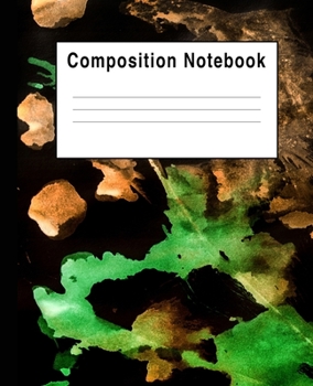 Paperback Composition Notebook: Gold & Green Watercolor Splat Art Book