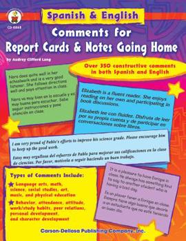 Paperback Spanish & English Comments for Report Cards & Notes Going Home, Grades K - 5 Book