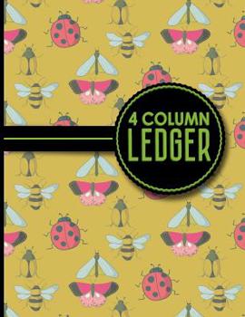 Paperback 4 Column Ledger: Columnar Pad, Accounting Ledger Pad, Financial Ledger Book, Cute Insects & Bugs Cover, 8.5 x 11, 100 pages Book