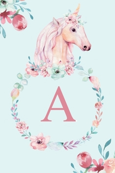 A: Notebook Journal Watercolor Monogram Unicorn