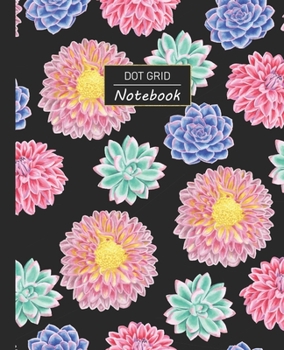 Paperback Dot Grid Notebook: Dotted Grid Notebook/Journal - Bright Succulent Flower Pattern - 100 Pages - 7.5" x 9.25" - Children Kids Girls Teens Book