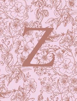 Paperback Z: Monogram Initial Notebook For Women And Girls-Pink And Brown Floral-120 Pages 8.5 x 11 Book