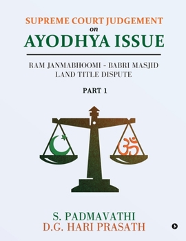 Paperback Supreme Court Judgement On Ayodhya Issue - Part 1: Ram Janmabhoomi - Babri Masjid Land Title Dispute Book