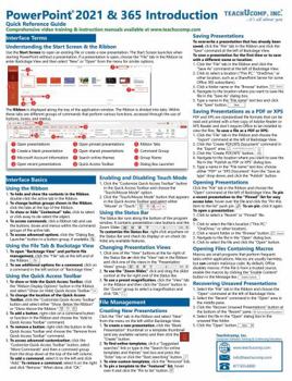 Pamphlet Microsoft PowerPoint 2021 and 365 Introduction Quick Reference Training Tutorial Guide (Cheat Sheet of Instructions, Tips & Shortcuts - Laminated Card) Book