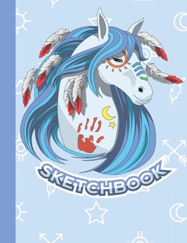 SKETCHBOOK: Cute Blank Notebook for Sketching and Picture Space with Bohemian Tribal Horse, Unlined Paper Book for Drawing, Journaling and Doodling, Perfect for Creative Kids