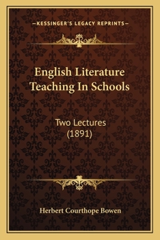 Paperback English Literature Teaching In Schools: Two Lectures (1891) Book