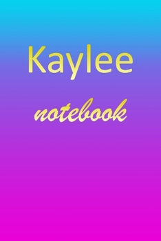 Kaylee: Blank Notebook | Wide Ruled Lined Paper Notepad | Writing Pad Practice Journal | Custom Personalized First Name Initial K Blue Purple Gold  | ... Homeschool & University Organizer Daybook