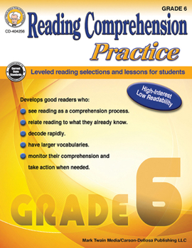 Paperback Reading Comprehension Practice, Grade 6 Book