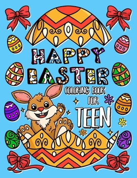 Paperback Happy Easter Coloring Book for Teens: Large print easter egg designs to colour Book