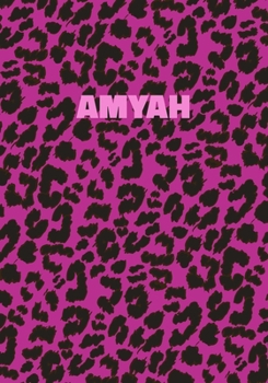 Paperback Amyah: Personalized Pink Leopard Print Notebook (Animal Skin Pattern). College Ruled (Lined) Journal for Notes, Diary, Journa Book