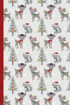 Paperback Blank Lined Notebook Journal For Christmas: Medium Ruled Book for Children, Teens and Adults - Cute Deer and Wolf Christma Book
