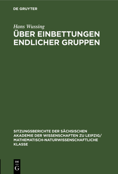 Hardcover Über Einbettungen Endlicher Gruppen [German] Book