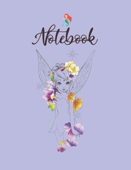 NoteBook: Disney Peter Pan Tinker Bell Outline Floral Sketch Portrait Notebook for Girls Teens Kids Journal College Ruled Blank Lined 110 Pages of 8.5x11 The Little Mermaid Secret Diary and Journals