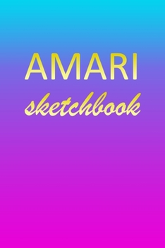 Paperback Amari: Sketchbook - Blank Imaginative Sketch Book Paper - Pink Blue Gold Custom Letter A Personalized Cover - Teach & Practic Book