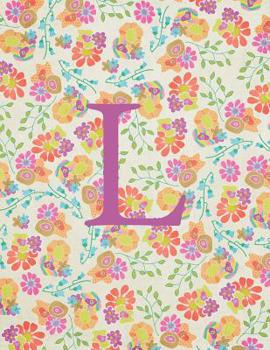 Paperback L: Monogram Initial L Notebook for Women and Girls-Bright Floral-120 Pages 8.5 x 11 Book