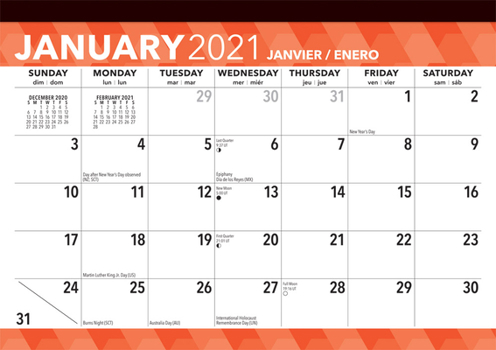 Calendar Large Print 2021 Desk Pad 17x12 [Large Print] Book