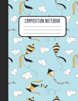 Composition Notebook: Black and Gold Kite Designer College Ruled Lined Blank Notebook Journal Notepad
