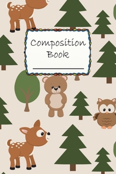 Paperback Composition Book: Amazing Forest Animals Composition Book for students teachers kids - Wide Ruled Book - trees and animals Book