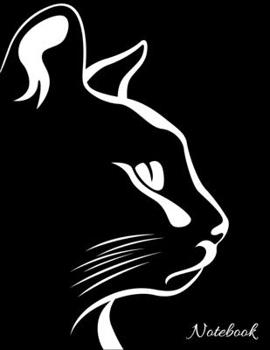 Paperback Notebook: Cat On Black Cover, College Ruled Line Paper 110 Pages (8.5"x11") Gift For Cat Lovers Book
