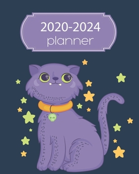 2020-2024 Planner: 5 Year Monthly Weekly Planner Calendar Schedule Organizer 60 Months With Holidays and Inspirational Quotes ( Purple Cat and Star )