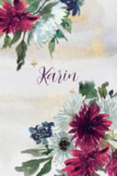 Karin: Personalized Journal Gift Idea  for Women (Burgundy and White Mums)