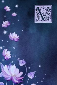 Paperback V: Monogram Initial Notebook with Purple floral design Book