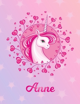 Paperback Anne: Unicorn Sheet Music Note Manuscript Notebook Paper - Magical Horse Personalized Letter M Initial Custom First Name Cov Book