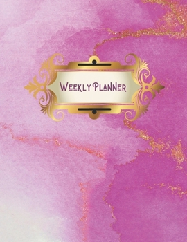 Paperback Pink and Gold Marbled Weekly Planner: With Habit Tracker, Phone Book and Password Log Book