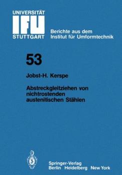 Paperback Abstreckgleitziehen Von Nichtrostenden Austenitischen Stählen [German] Book