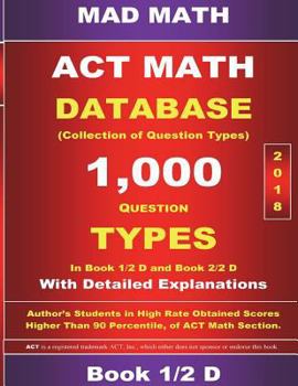 Paperback 2018 ACT Math Database 1-2 D Book