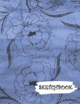 Paperback Sketchbook: Blue Watercolor Peony Fun Framed Drawing Paper Notebook Book