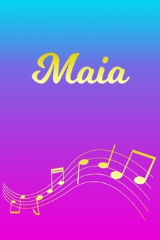 Maia: Sheet Music Note Manuscript Notebook Paper | Pink Blue Gold  Personalized Letter M Initial Custom First Name Cover | Musician Composer ... Notepad Notation Guide | Compose Write Songs