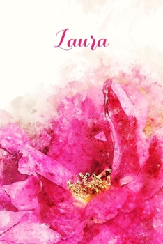Laura: Pink Floral Personalized Name Journal for Women 6x9