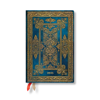 Calendar Paperblanks 2025 Weekly Planner Blue Luxe Luxe Design 12-Month Mini Horizontal Elastic Band 160 Pg 100 GSM Book