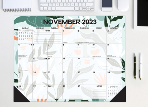 Calendar Botanical Bliss 2023-24 Academic 22 X 17 Large Monthly Deskpad Book