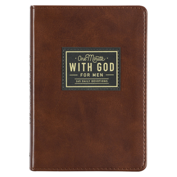 Leather Bound One Minute with God for Men 365 Devotions, Brown Faux Leather Flexcover Book
