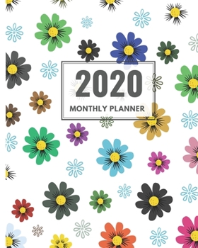 2020  planner weekly and monthly 8" x10": Daily Agenda and Organizer Calendar with Inspirational Simple Dated Week and Month and goal tracker with ... Cute Floral watercolor cover design)