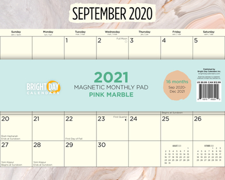 Paperback Cal 2021- Pink Marble Magnetic Book