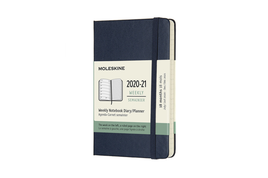 Calendar Moleskine 2020-21 Weekly Planner, 18m, Pocket, Sapphire Blue, Hard Cover (3 X 5.5) Book